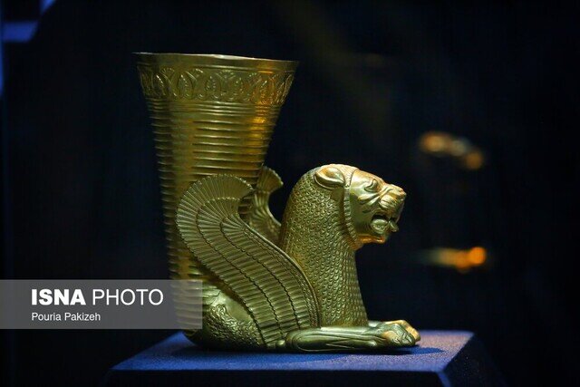 ریتون شیر غران، تابستان ۱۴۰۲ برای مدت بسیار کوتاهی در موزه هگمتانه همدان به نمایش گذاشته شده بود.
