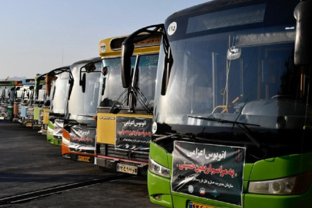 برای انتقال رایگان زائران اربعین تا مرز مهران اتوبوس‌هایی اختصاص یافت